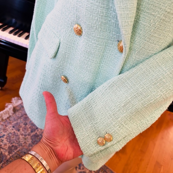 NWT Zara luxury classic RARE tweed textured tailored doubled breasted jacket - Picture 12 of 14